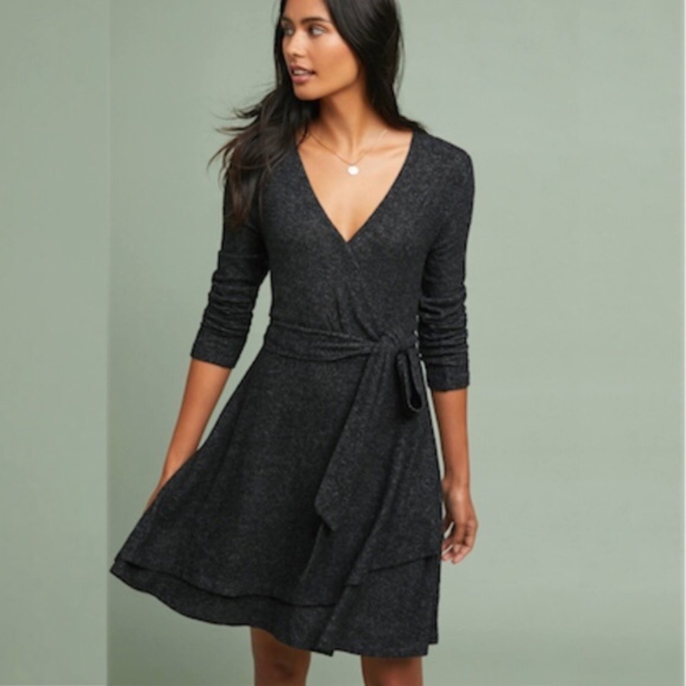 Saturday Sunday by Anthropologie Cloud Fleece Wrap Dress - Heathered Gray - XL